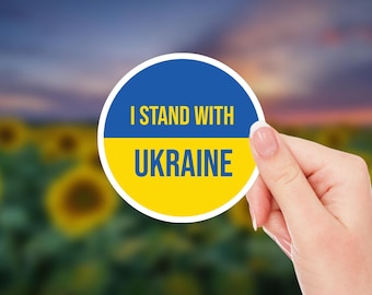 I Stand With Ukraine Sticker | Support Ukraine Decal | Pro Ukraine Vinyl Sticker