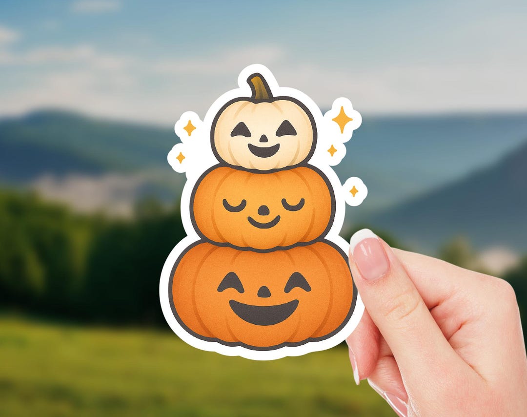 Stacked Pumpkin Jack O Lantern Halloween Sticker | Cute Fall Autumn ...