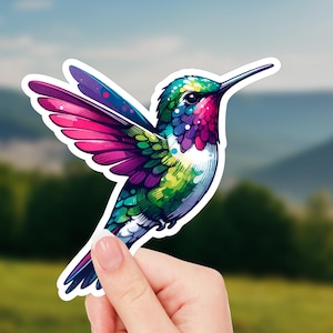 Hummingbird Sticker – Vibrant Bird Decal for Laptops, Water Bottles, and Journals