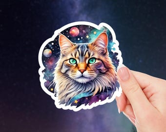Cosmic Cat Sticker: Space Cat Art, Celestial Kitty, Cute Galaxy Decal