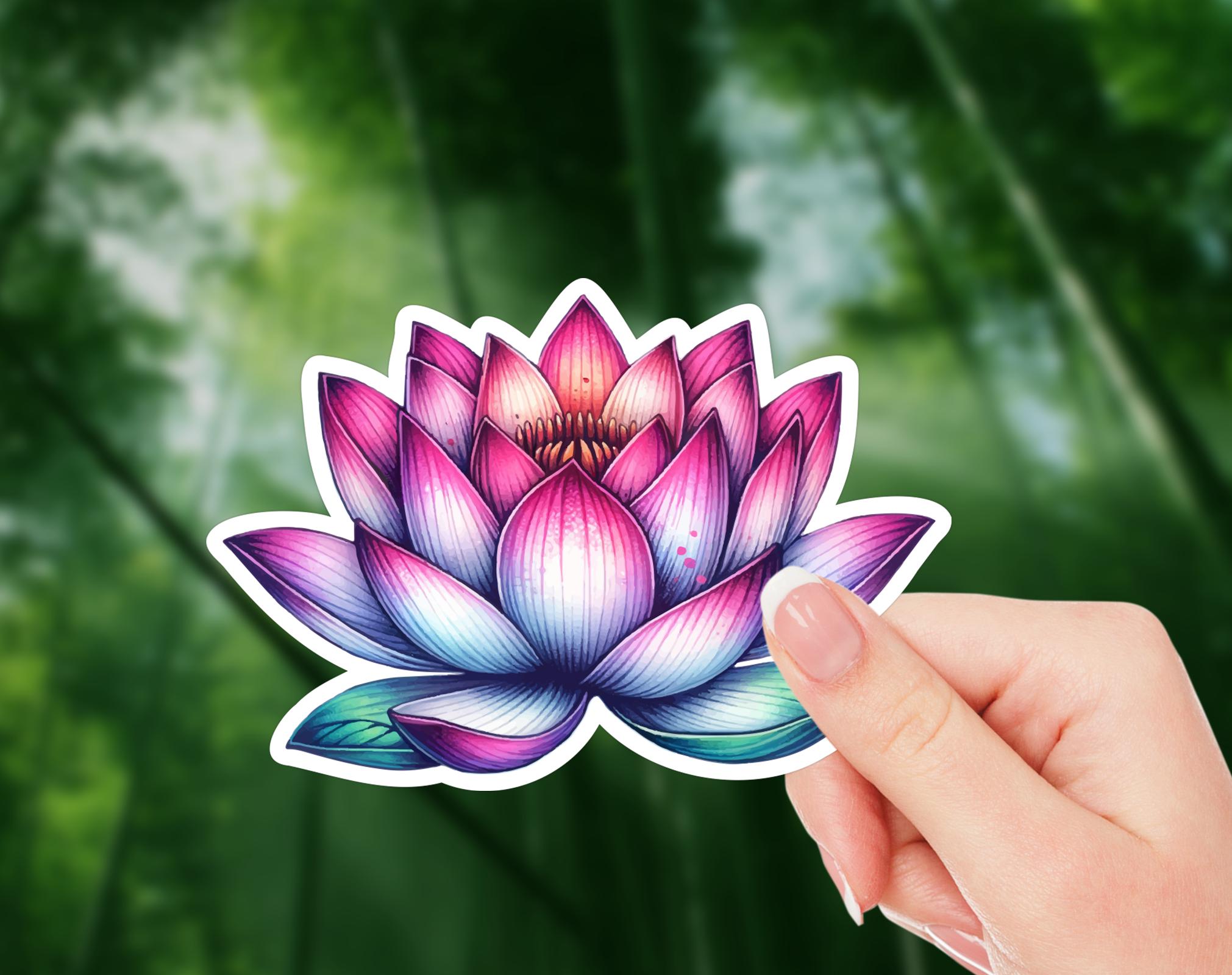 Lotous Sticker Lotus Flower Sticker - Elegant Floral Decal for Laptops, Water Bottles ...