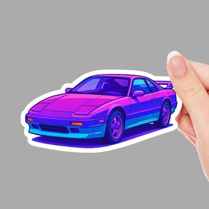 Retro Vaporwave Car Sticker – 90s Synthwave Sports Car Aesthetic Vinyl Decal
