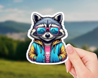 Cool Raccoon Sticker – Funny Vinyl Decal for Laptop, Water Bottle, Car, Skateboard & More