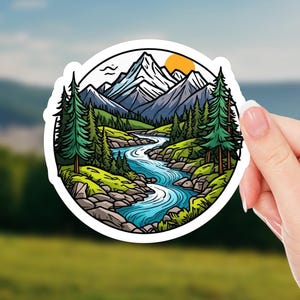 Mountain Hiking Sticker – Adventure Outdoor Decal