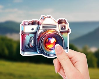 Photo Camera Sticker - Vintage Camera Decal for Laptops, Water Bottles, and Journals