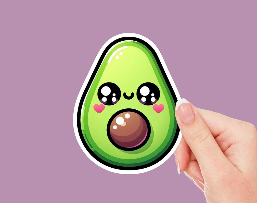 Kawaii Avocado Sticker | Cute Fruit Decal for Laptops & Journals - Etsy