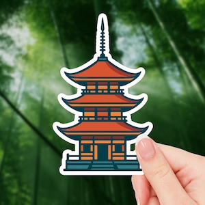 Japanese Shrine Sticker – Traditional Temple Decal for Journals, Laptops & Travel Lovers