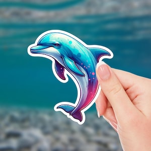 Dolphin Sticker – Cute Marine Animal Decal, Ocean Lover Gift, Waterproof Vinyl Sticker