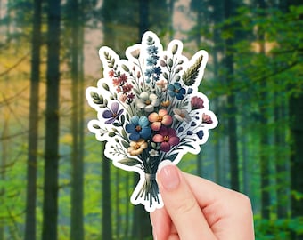 Wildflowers Sticker | Colorful Floral Decal for Water Bottles, Laptops, or Scrapbooks