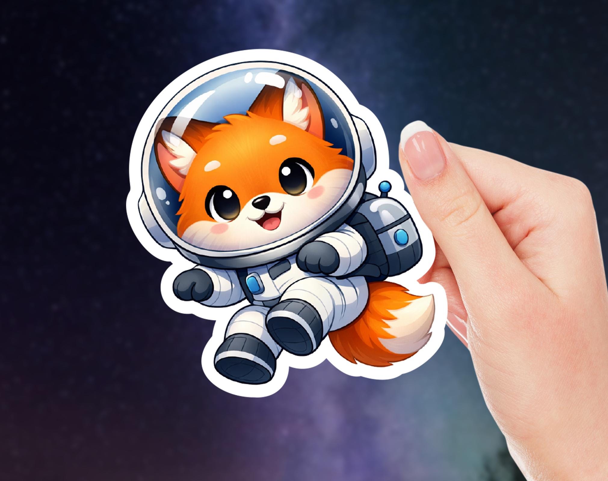 Cute Astronaut Fox Sticker | Kawaii Space Animal Vinyl Decal | Fox in ...