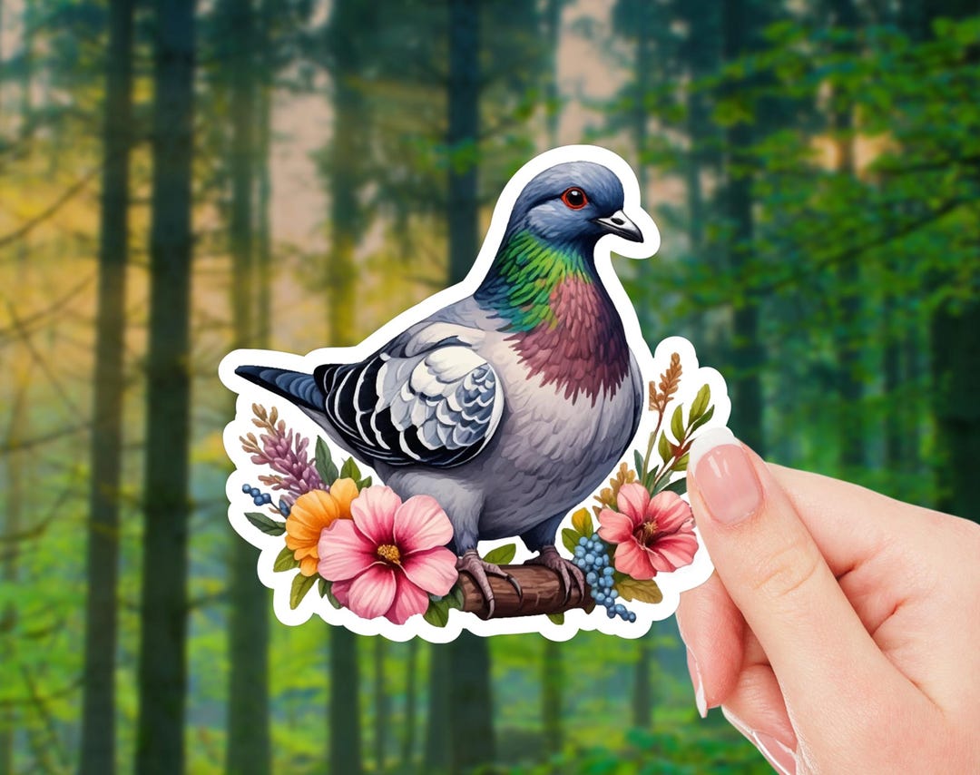 Floral Pigeon Sticker - Etsy