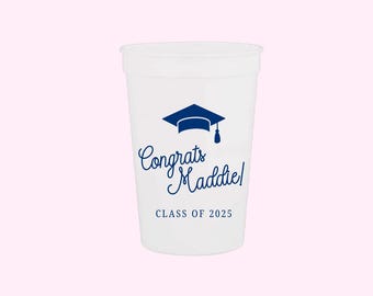 Tasses personnalisées pour la remise des diplômes | Plastique réutilisable, conception personnalisée