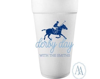 Personalisierte Derby Day Styroporbecher | Personalisierte Nachname Kentucky Derby Styroportassen für Partys, Feiern und mehr!