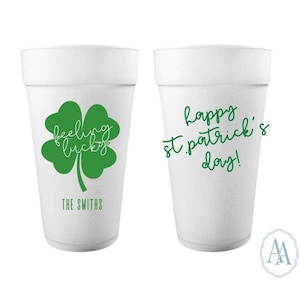 Vasos personalizados para el Día de San Patricio / Vasos de poliestireno personalizados para el Día de San Patricio para fiestas, celebraciones y más.