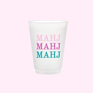 Personalized Mahjong Plastic Cups | 16 or 22oz White & Frosted Cups with Majong Themed Design!