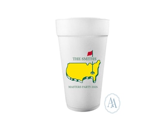 Personalized Masters Theme Styrofoam Cups | Golf Party Decor