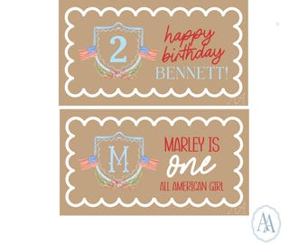 Custom Patriotic Crest Fourth of July Painted Banner | Personalized July 4th Banner for Parties, Celebrations, Birthdays, & More!