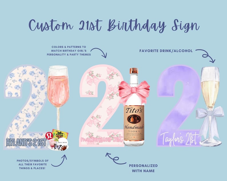 21st Birthday Sign | Custom 21 Sign With Boa! Sign Nights & 21st ...
