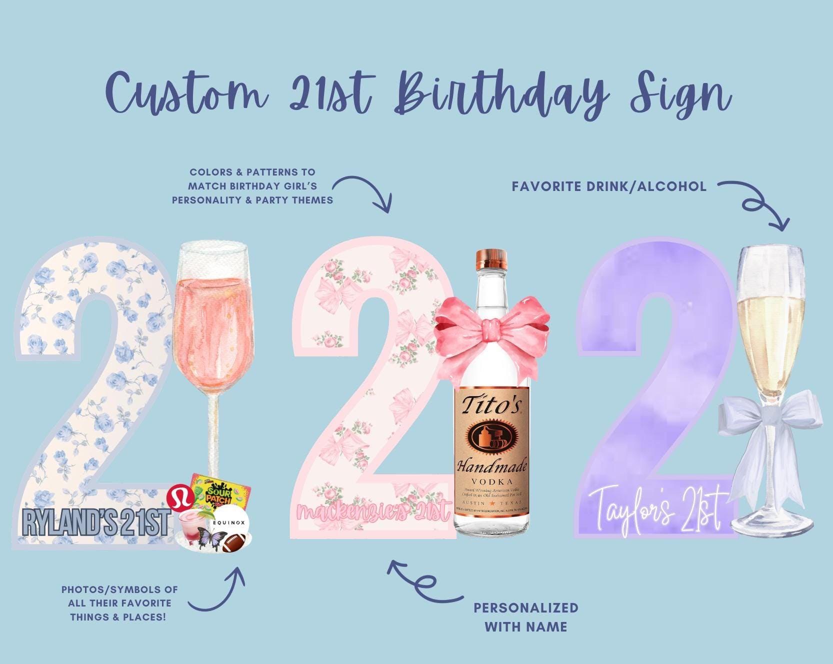 21st Birthday Sign | Custom 21 Sign With Boa! Sign Nights & 21st ...