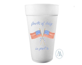 Custom Fourth of July Styrofoam Cups | Fourth of July, Patriotic Flags Styrofoam Cups for Birthdays, Beach Trips, Gifts, & More!