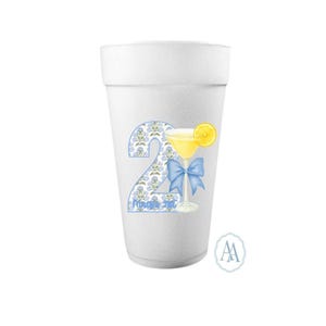 21st Birthday Styrofoam Birthday Cups | Personalized 21st Birthday Cups with Matching Sign Design