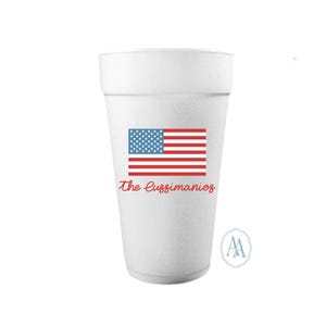 Gepersonaliseerde Fourth of July piepschuimbekers | Fourth of July, piepschuimbekers met patriottische vlag voor verjaardagen, strandtrips, cadeaus en meer!