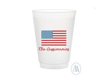Personalized American Flag Cups | 4th of July Party Favors