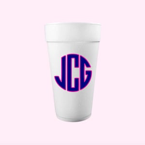 Bicchieri di polistirolo con monogramma personalizzati / Bicchieri con monogramma bicolore / Regali personalizzati, regali per hostess, regali per la famiglia