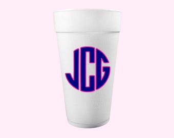 Personalized Monogram Styrofoam Cups | Custom Hostess Gift