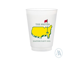 Personalized Golf Tournament Cups | Custom Masters Inspired Party 16oz or 22oz Plastic Cups