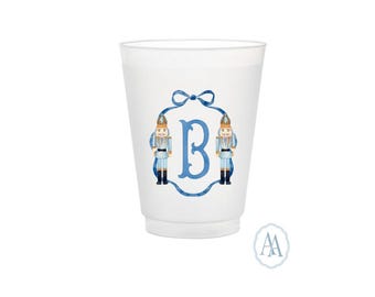 Nutcracker Monogram Cups | Personalized Holiday Party Cups