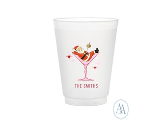 Personalized Santa Martini Christmas Cups | Holiday Party Favors