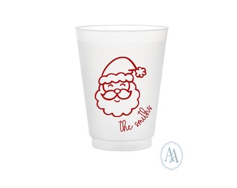 Personalized Santa Plastic Cups | Holiday Party Favors