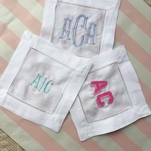 Personalisierte Leinen Cocktail Servietten | Monogrammierte Cocktail-Servietten | Hochzeit, Einweihungsparty Geschenk