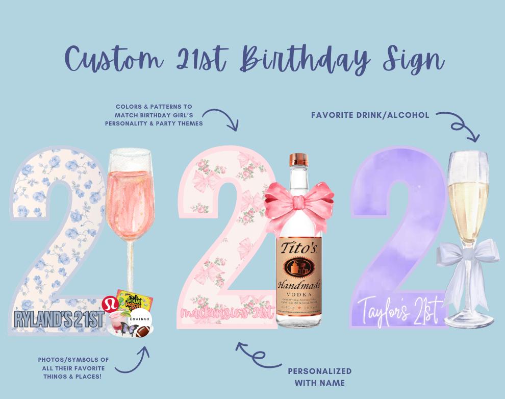 Custom 21st Birthday Sign | Personalized Digital Design (PDF) - Etsy