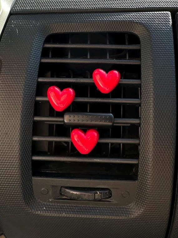 4/6/8 Pcs Cute Red Heart Themed Car Clips for Air Conditioning Vent