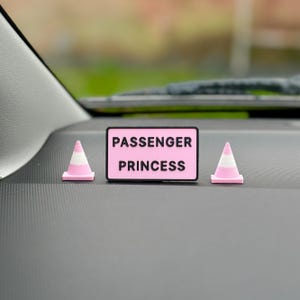 Cute Pink Road Sign Decoration For Car Interior Dashboard / “Passenger Princess”