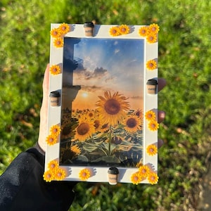 Sunflower Coffee Cup Themed Photo Picture Frame