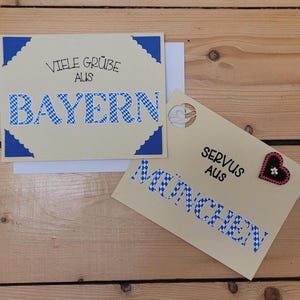 Saludos / Servus desde Baviera / Múnich / ciudad personalizada / tarjeta plegable / postal
