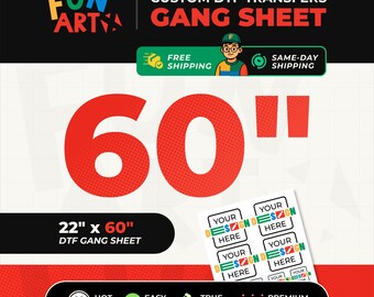 Easy Apply Custom DTF Gang Sheet | Hot Peel Heat Transfers for Shirts | Full Color