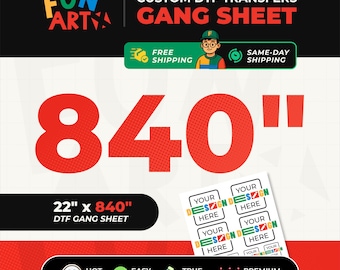 DTF Transfer Gang Sheet | Bulk Order | Full Color Custom Design | Fast Ship
