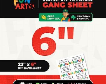 Custom Same Day DTF Gang Sheet | Ready to Press Heat Transfers | Fast Shipping