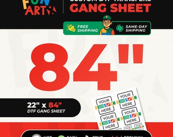 Custom DTF Print Same Day | Full Color Gang Sheet | Ready to Apply Heat Transfer