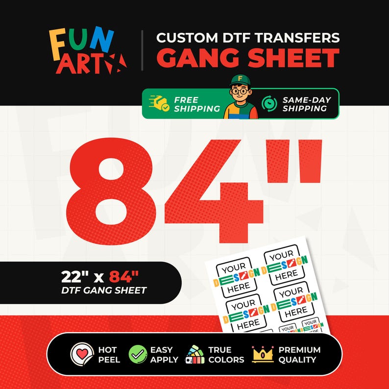 Custom DTF Print Same Day | Full Color Gang Sheet | Ready to Apply Heat ...