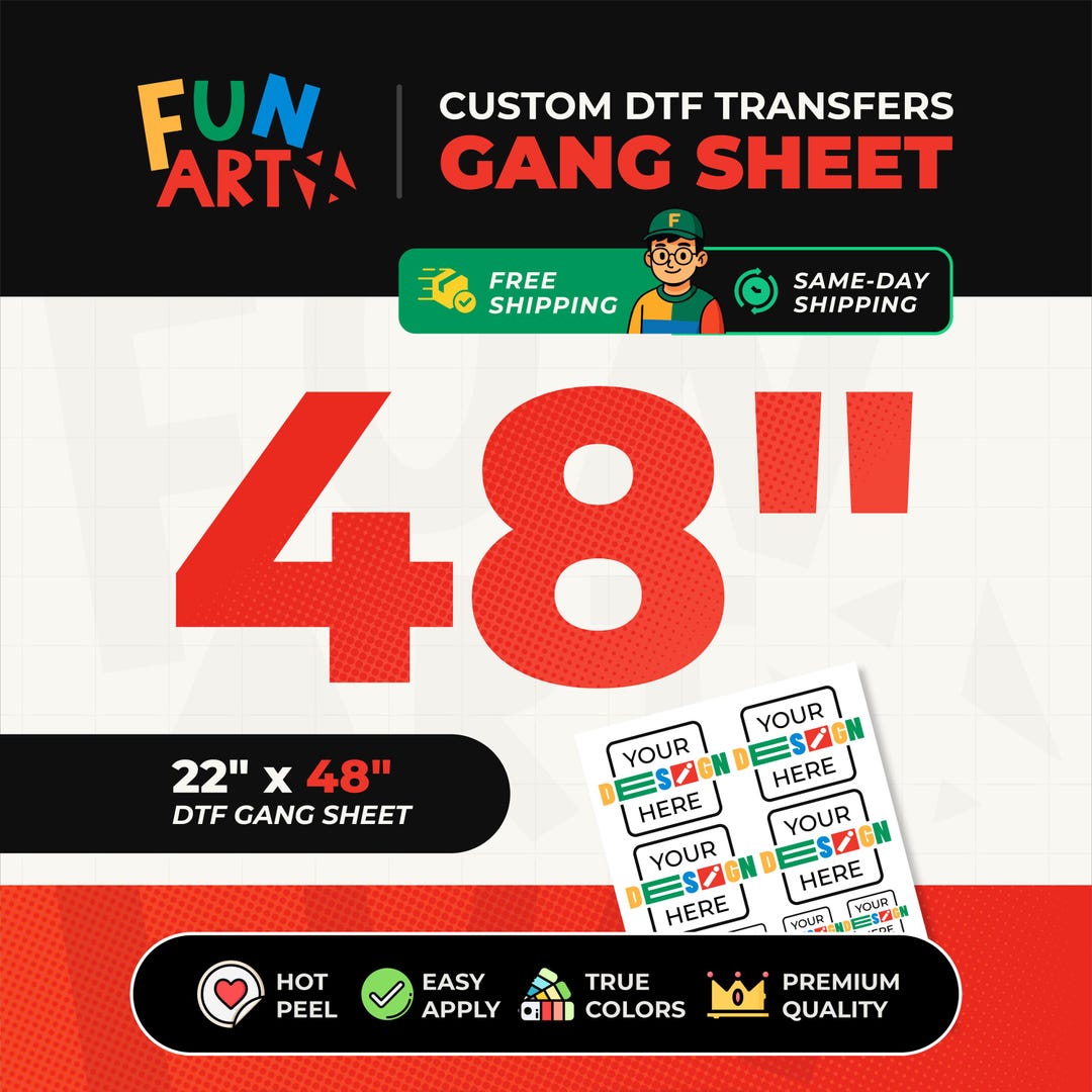 Custom DTF Transfer | Gang Sheet | Full Color | No Minimum | Upload and ...