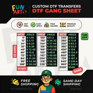 DTF Gang Sheet Printing | Full Color Custom Transfers | Same Day Shipping