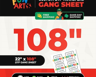 Custom DTF Heat Transfer | Gang Sheet Upload | Ready to Press | Same Day Ship