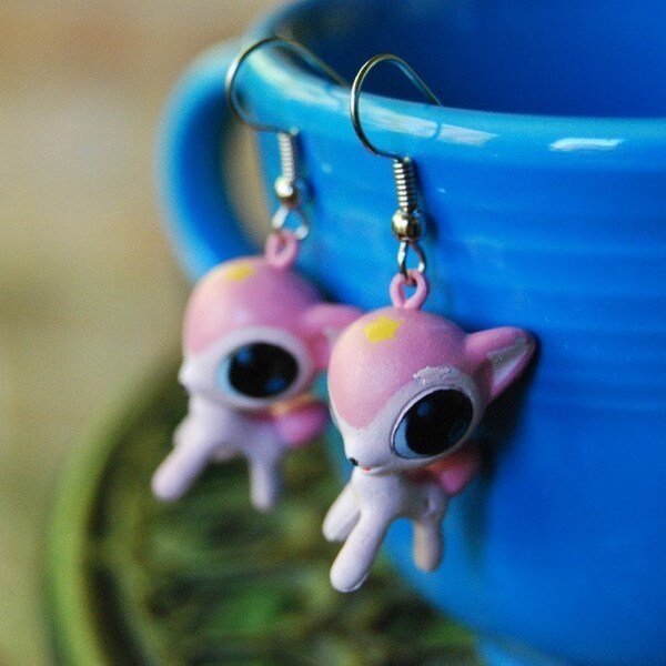 cute pink deer earrings