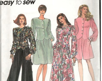 Simplicity 8724 Sewing Pattern, uncut vintage ~ sz 10-16 Womens Dressy gathered skirt, Fitted Jacket, Pants, Shorts