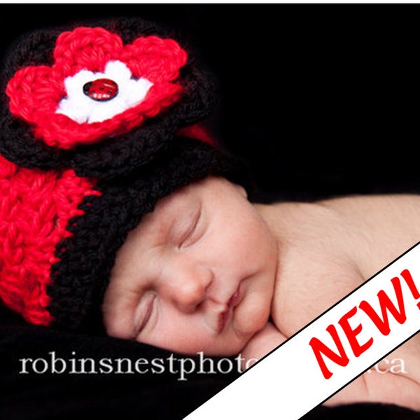 Easy Crochet Pattern for Baby Ladybug Hat - Cute Photo Prop - Size Newborn. ((This is a pattern NOT a hat))